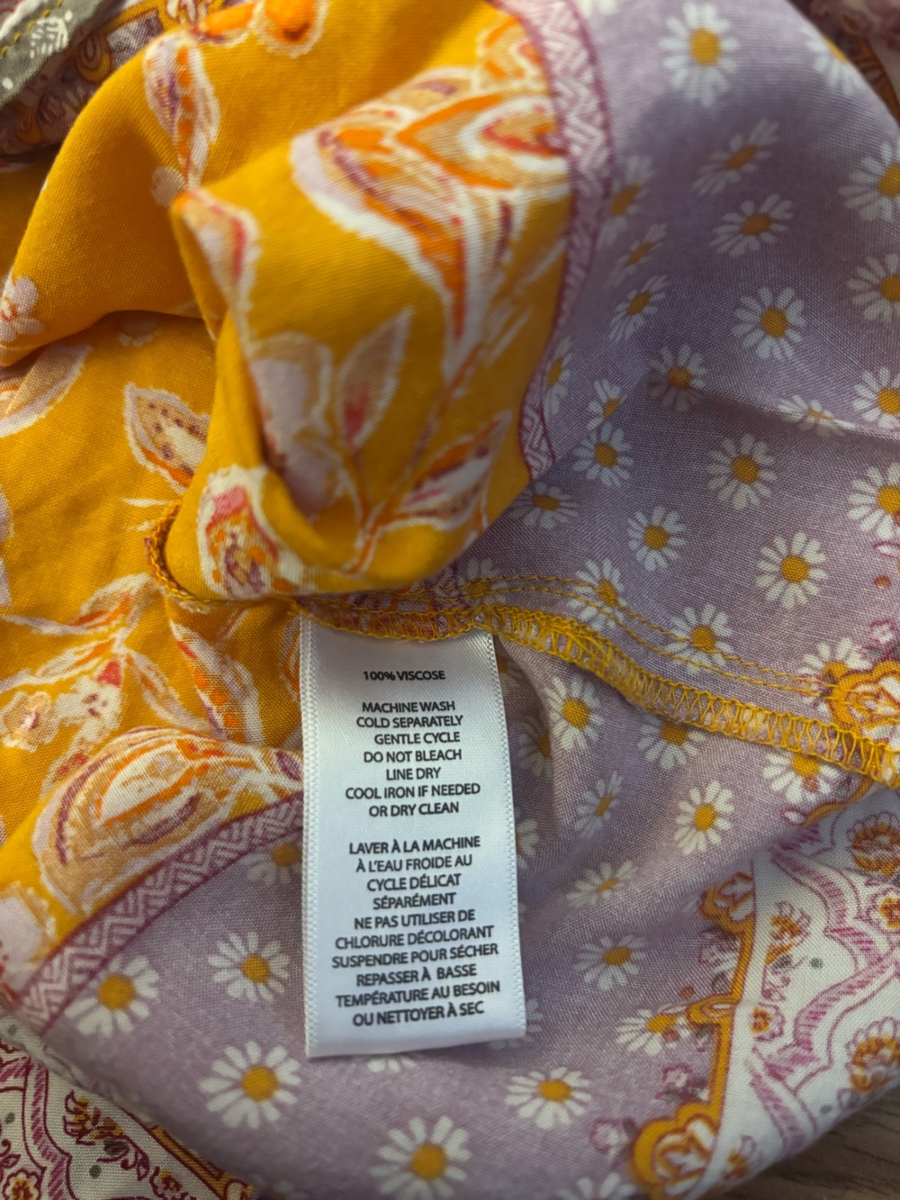 BeachLunchLounge Yellow Floral Smocked Neck Sleeveless Tank Top Size XL - Picture 7 of 10